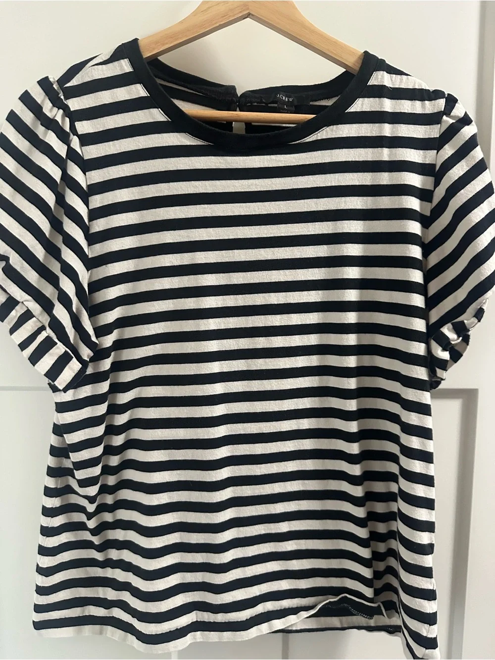 J. Crew Black and White Striped Short Sleeve Tee